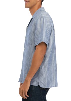 Striped Short Sleeve Camp Shirt