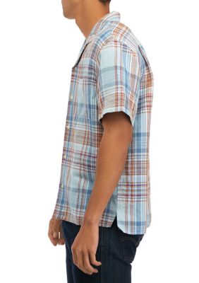 Linen Plaid Short Sleeve Workwear Shirt