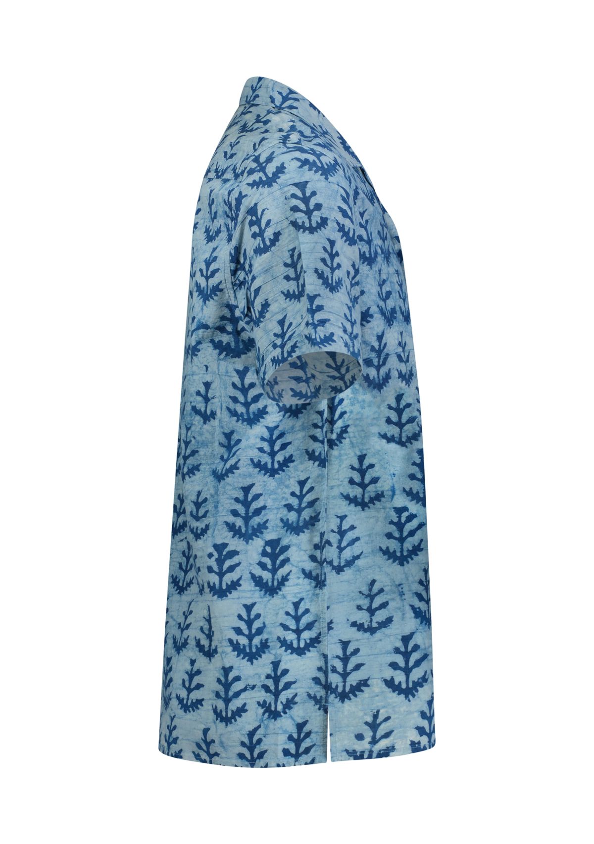 Indigo Printed Short Sleeve Collared Camp Shirt