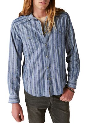 Lucky Brand Men's Striped Long Sleeve Masa Western Shirt