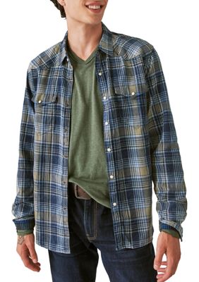 Indigo Plaid Western Long Sleeve Shirt