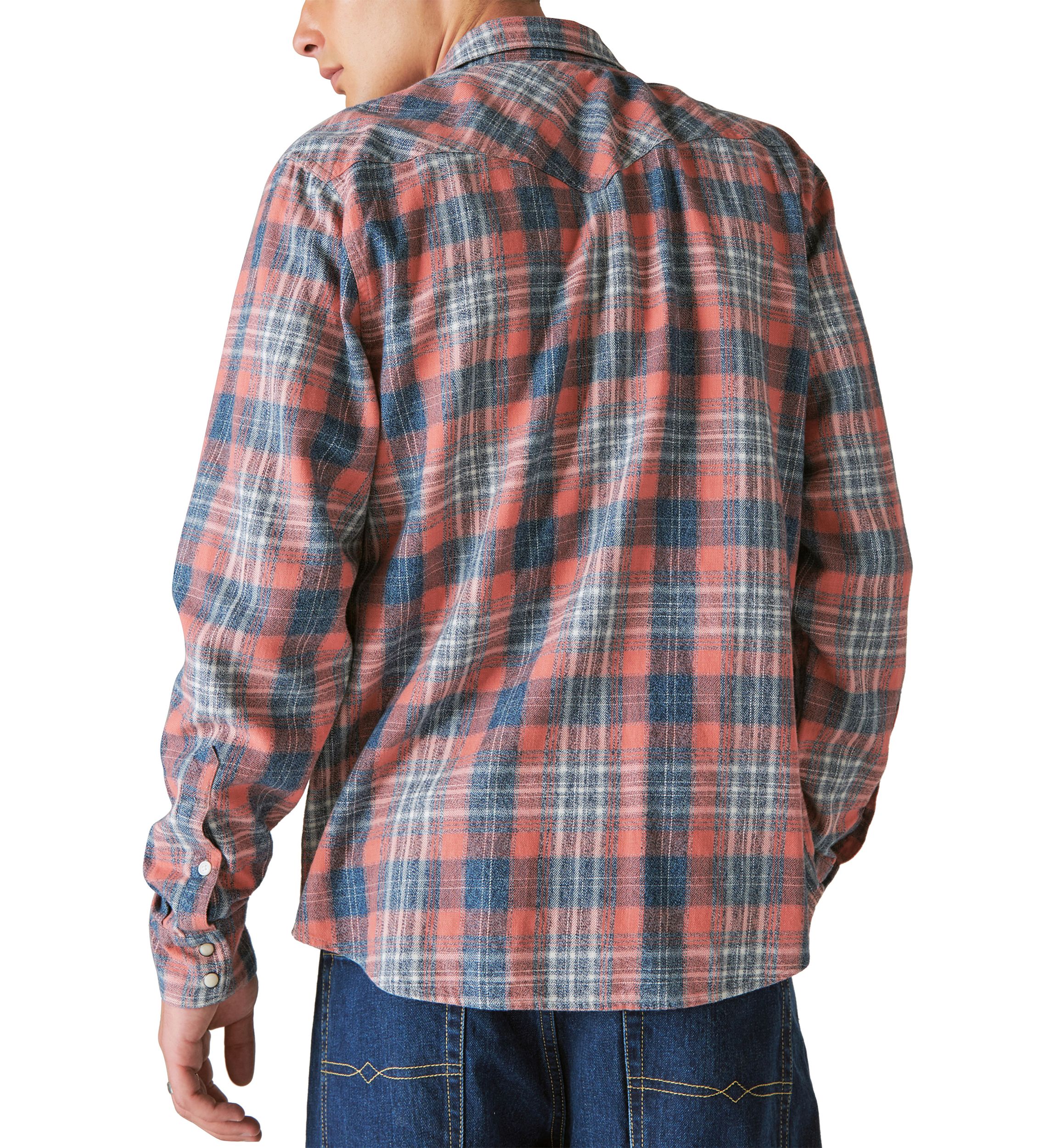 Indigo Plaid Western Long Sleeve Shirt 
