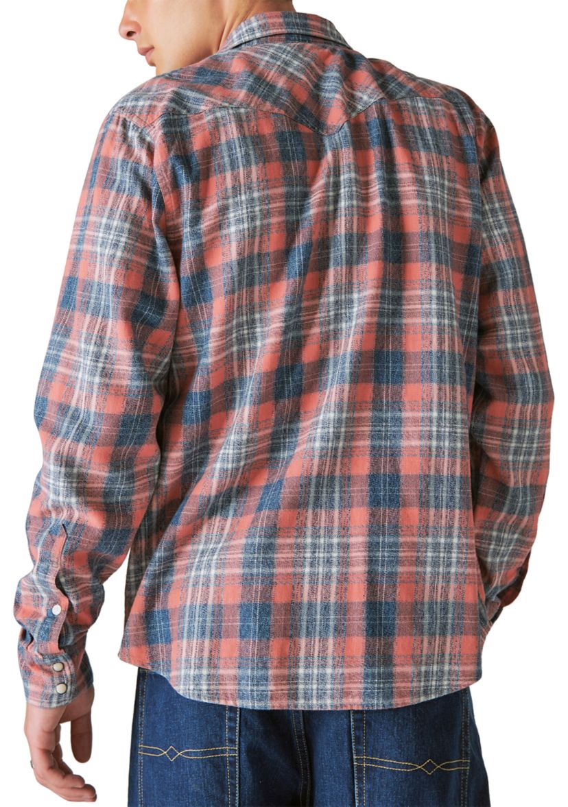 Indigo Plaid Western Long Sleeve Shirt 