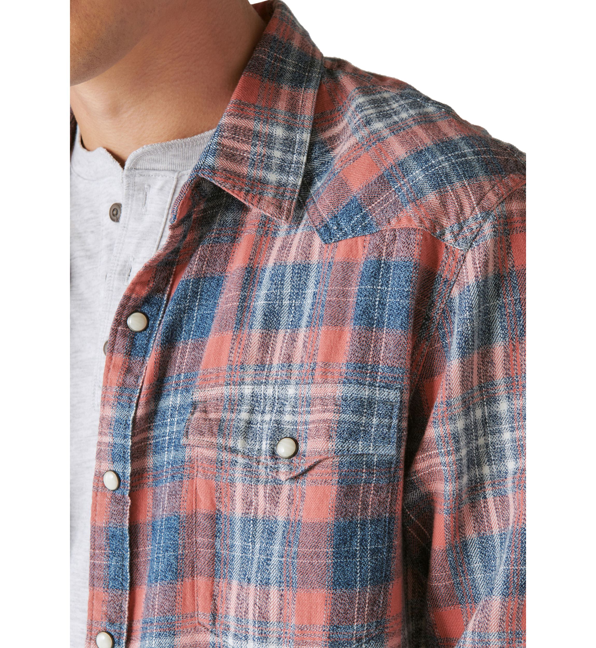 Indigo Plaid Western Long Sleeve Shirt 
