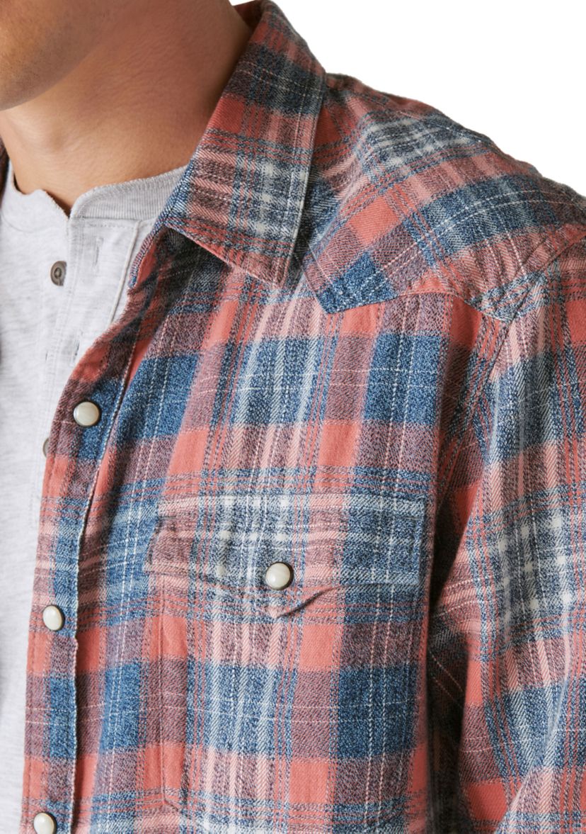 Indigo Plaid Western Long Sleeve Shirt 