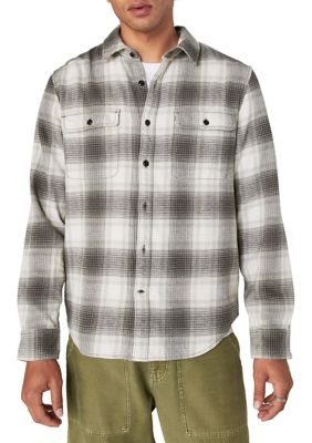 Lucky Brand Men's Plaid Utility Cloud Soft Long Sleeve Flannel, Medium