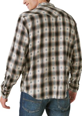 Plaid Dobby Western Long Sleeve Shirt