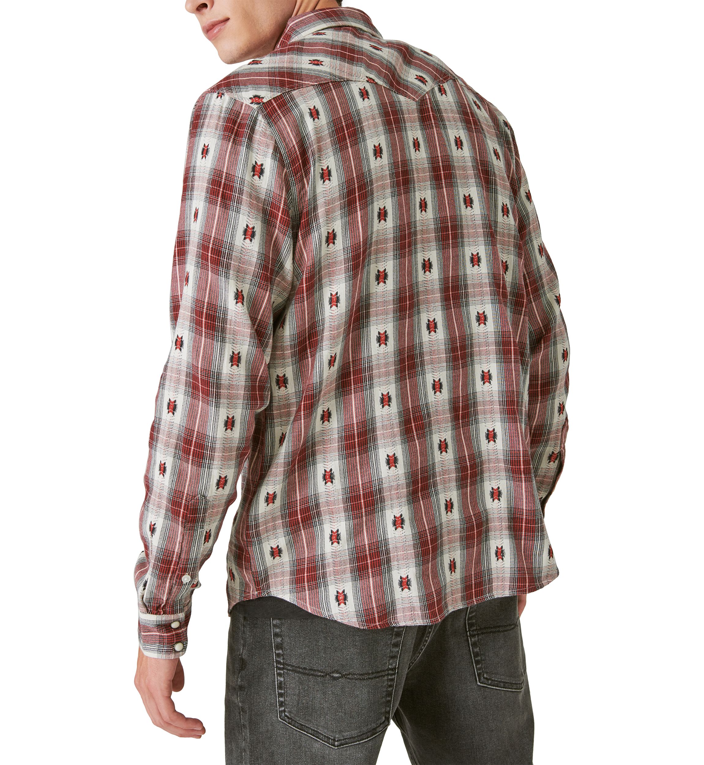 Plaid Dobby Western Long Sleeve Shirt