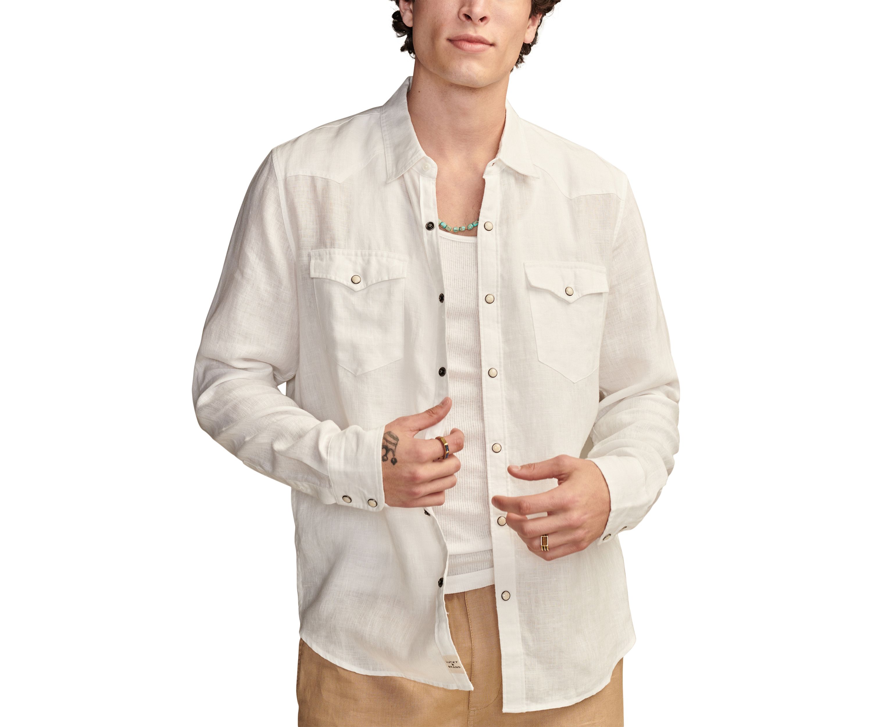 Linen Western Long Sleeve Button Front Shirt