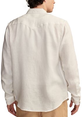 Linen Western Long Sleeve Button Front Shirt