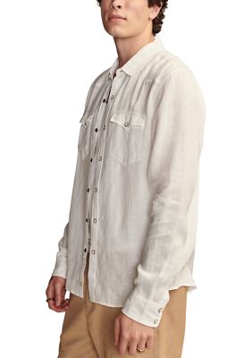Linen Western Long Sleeve Button Front Shirt