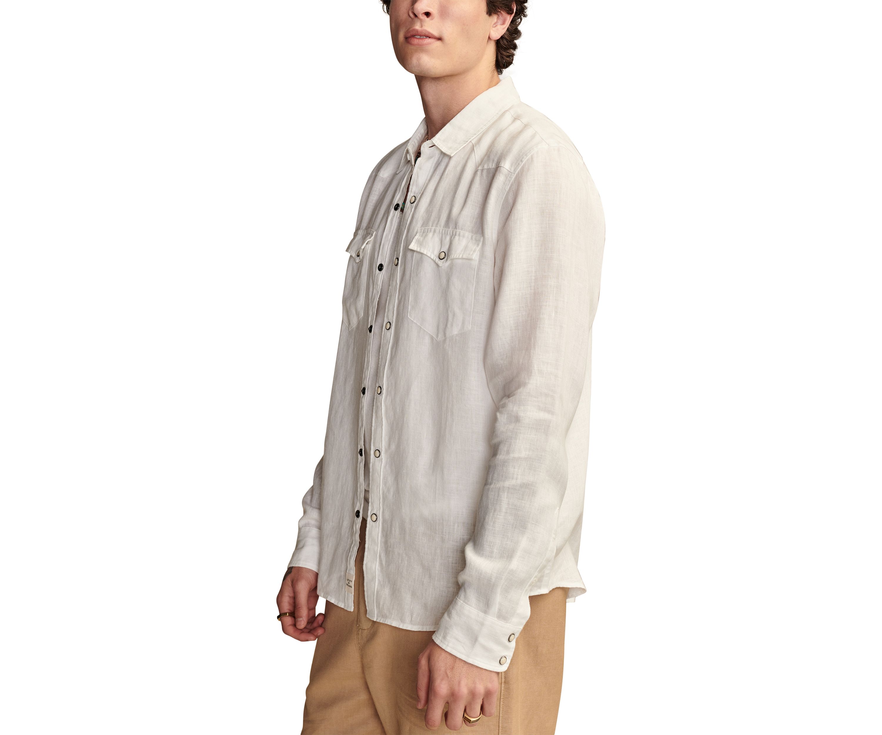 Linen Western Long Sleeve Button Front Shirt