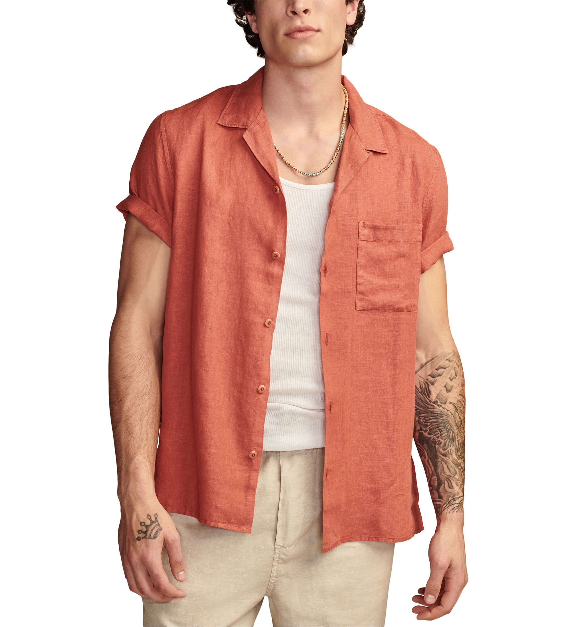 Linen Camp Collar Short Sleeve Shirt