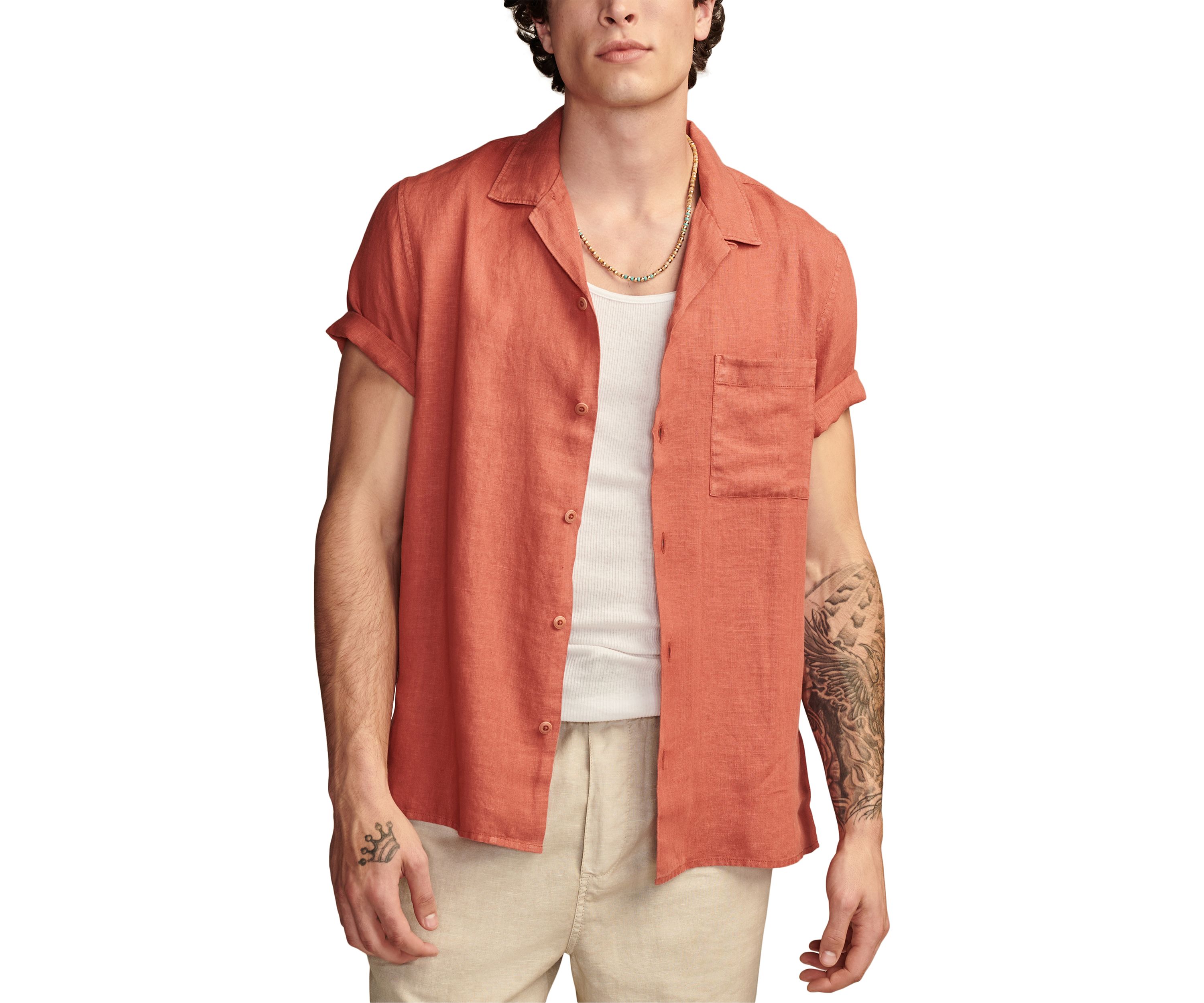 Linen Camp Collar Short Sleeve Shirt