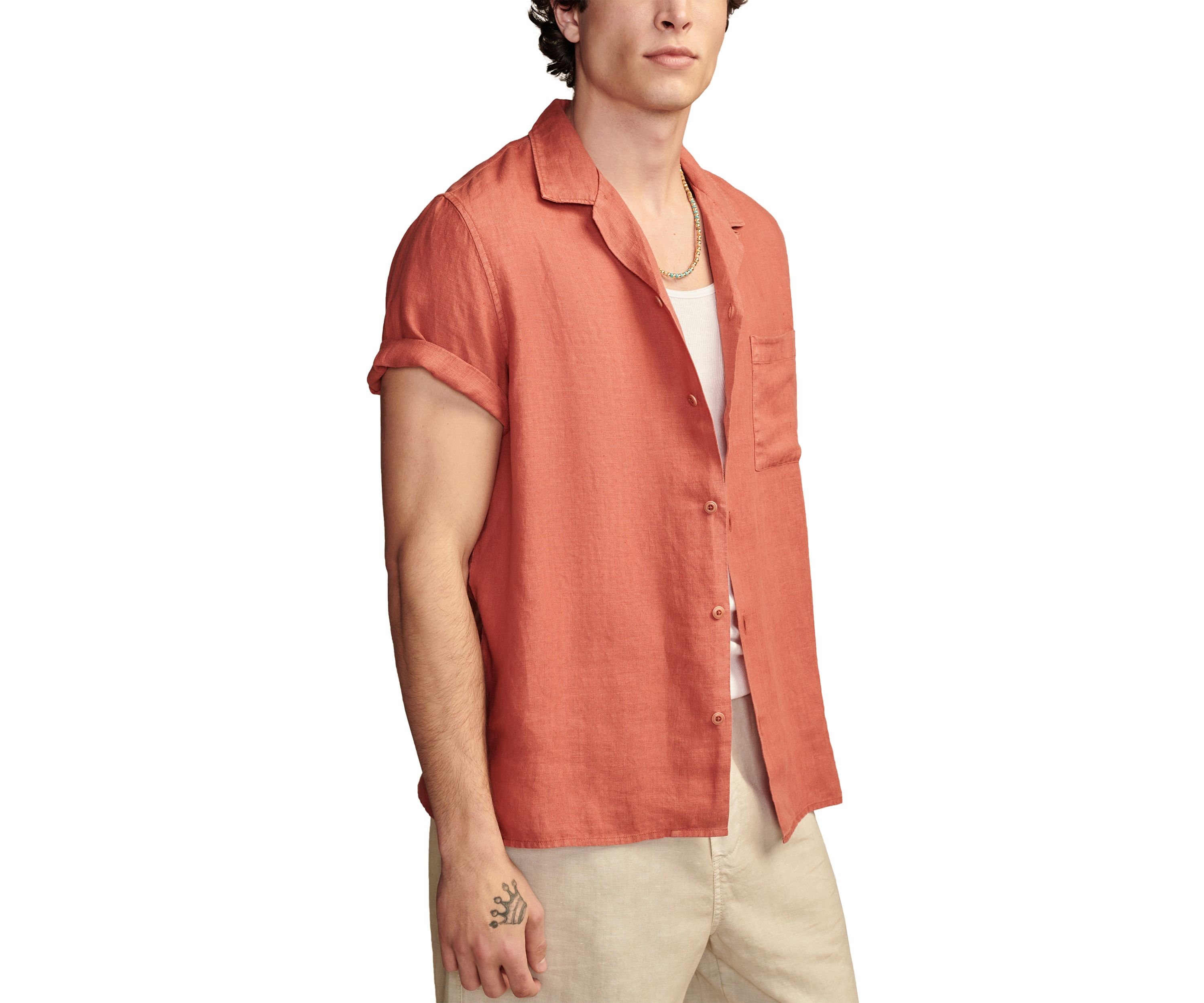 Linen Camp Collar Short Sleeve Shirt