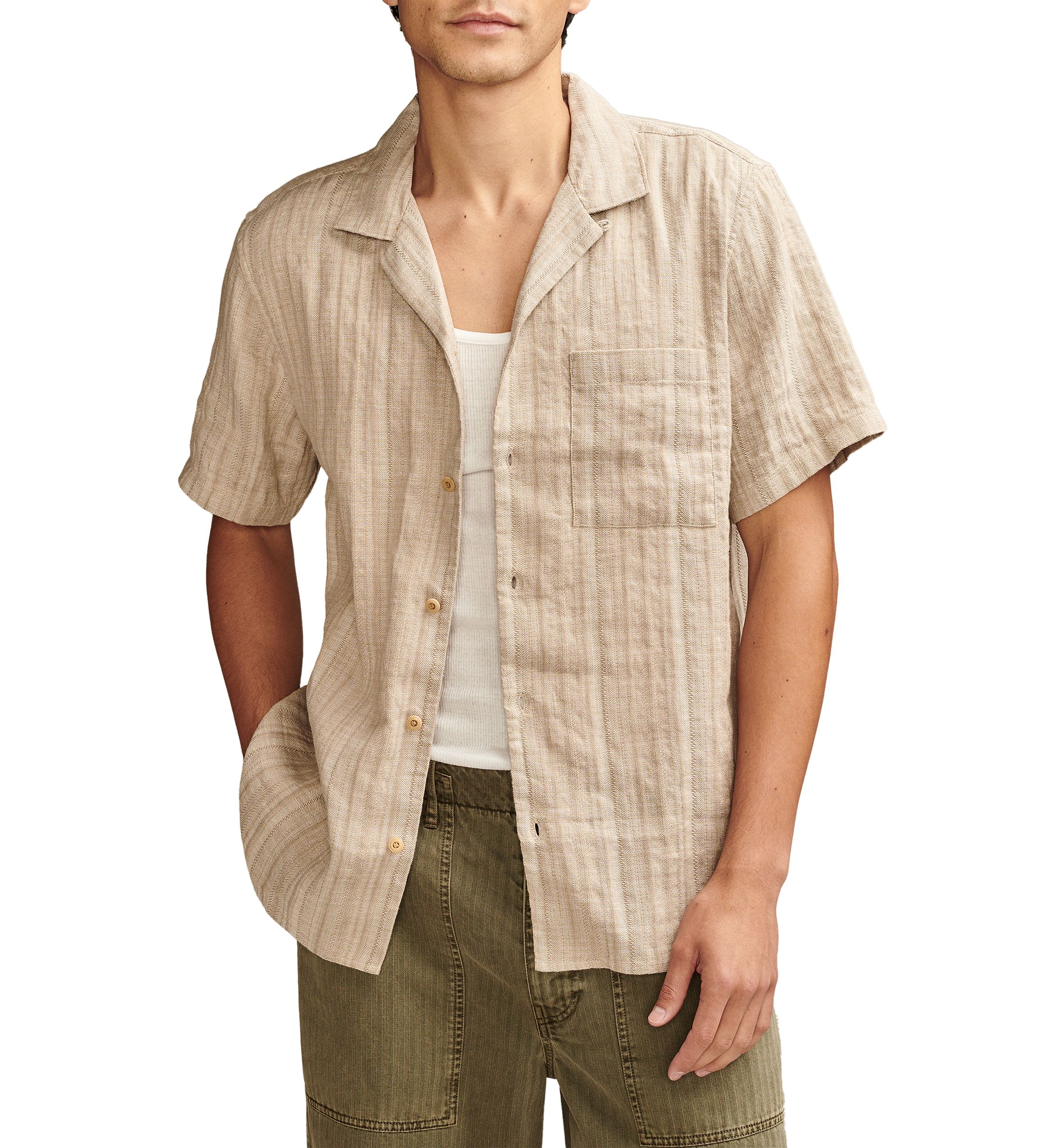 Striped Linen Camp Shirt