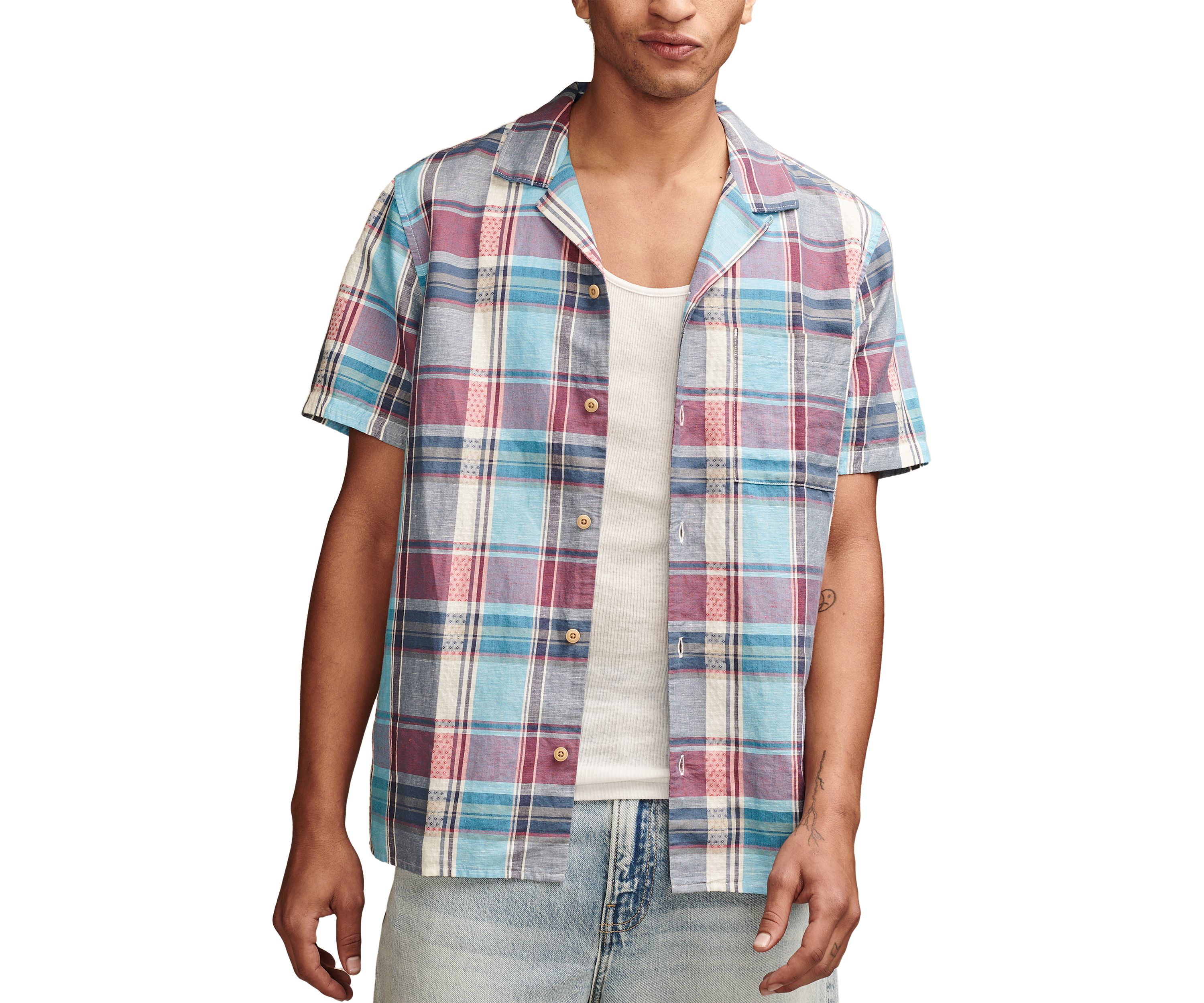 Plaid Linen Camp Shirt