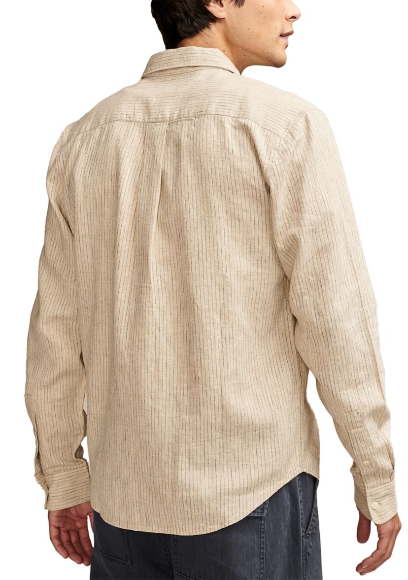 Railroad Stripe Linen One Pocket Long Sleeve Shirt