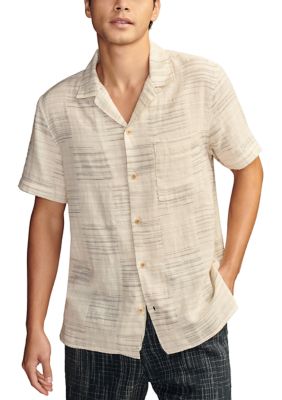 Short Sleeve Patchwork Double Weave Camp Shirt