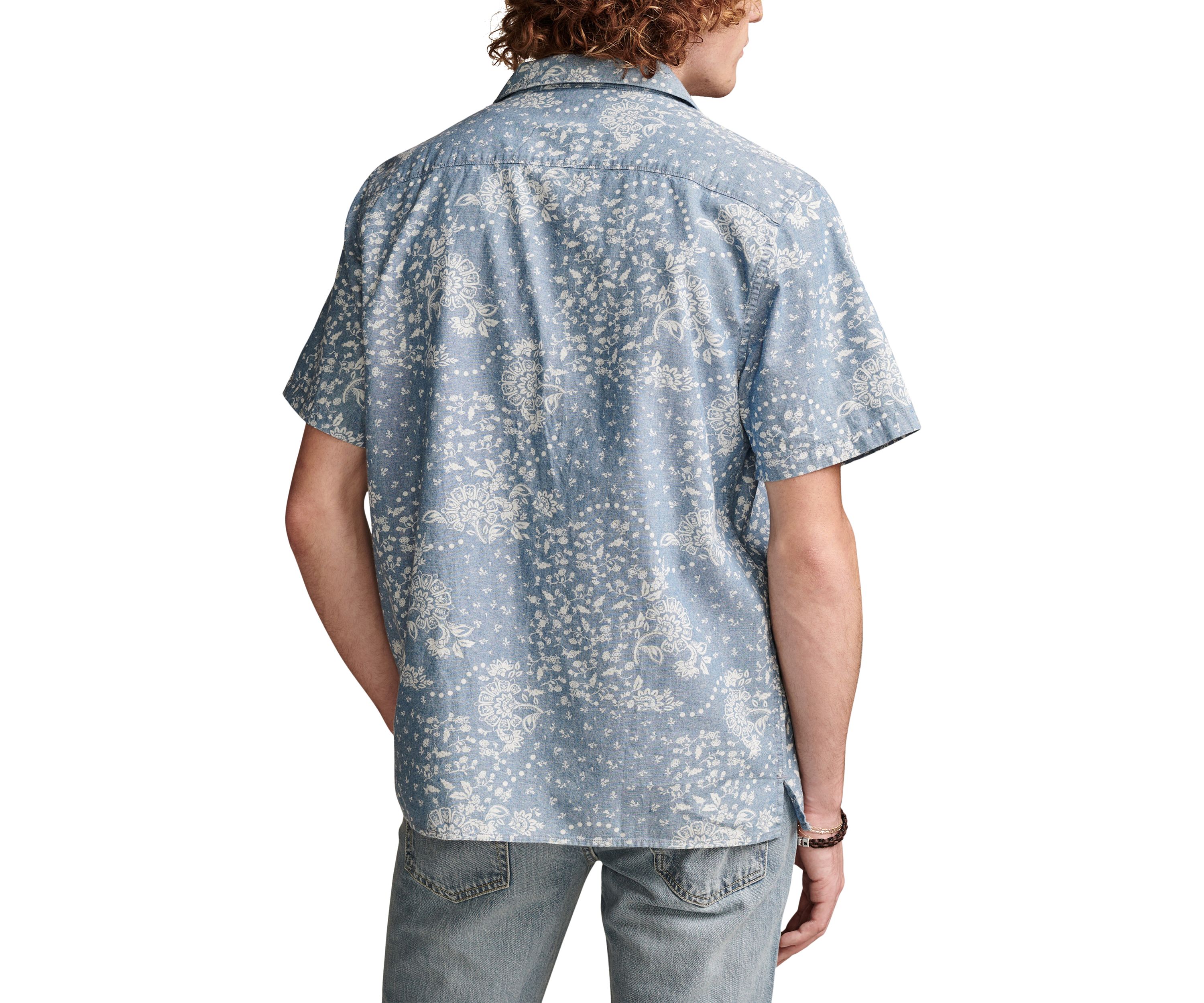 Printed Chambray Short Sleeve Shirt