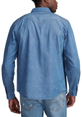 Lucky Brand Men's Corduroy Western Long Sleeve Shirt, Frost Gray