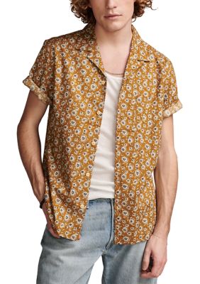 Lucky Brand Men's Printed Collared Short Sleeve Shirt