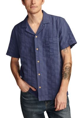 Lucky Brand Short Sleeve Solid Seersucker Button Down Shirt | Belk