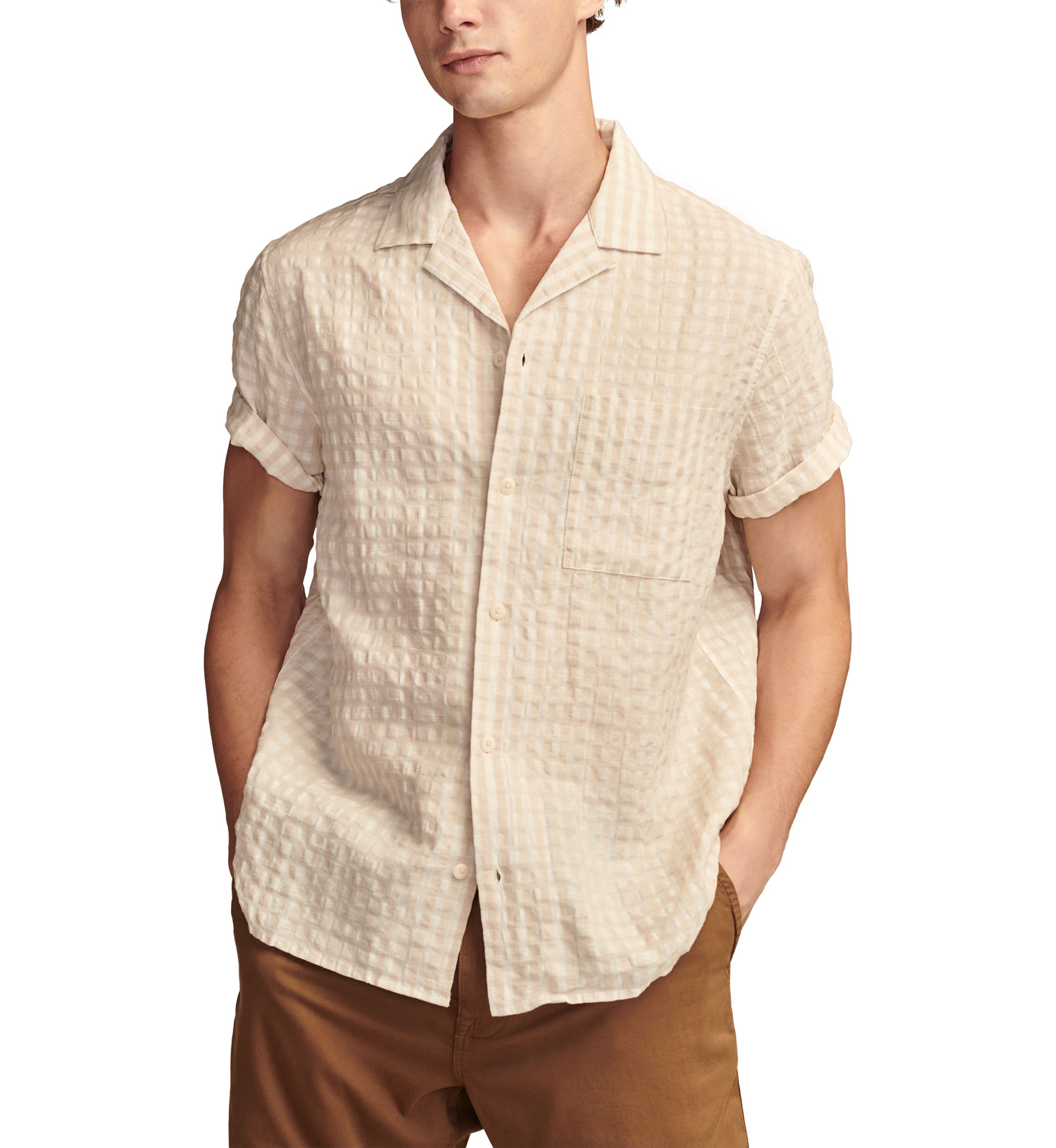 Textured Seersucker Short Sleeve Shirt
