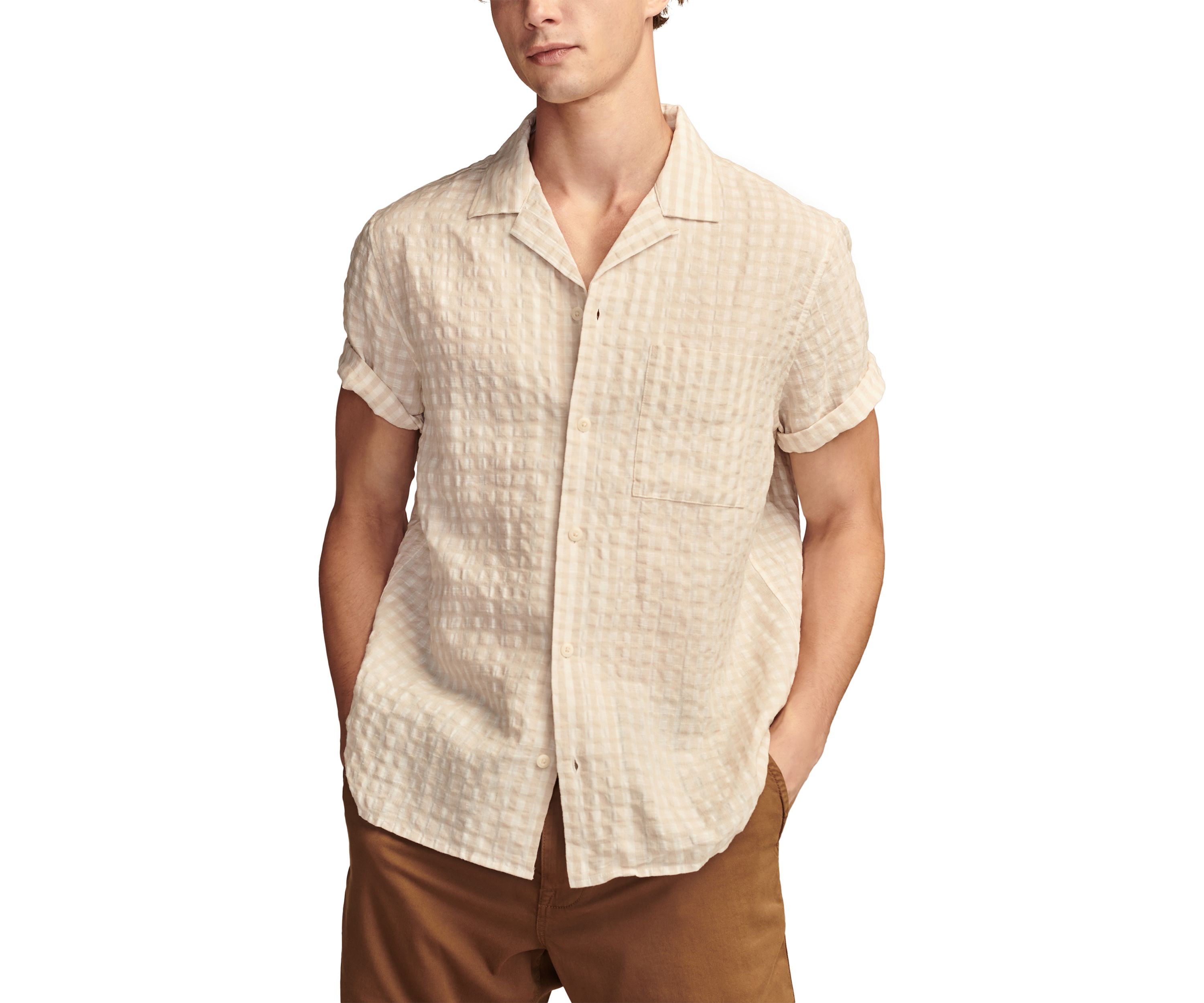 Textured Seersucker Short Sleeve Shirt