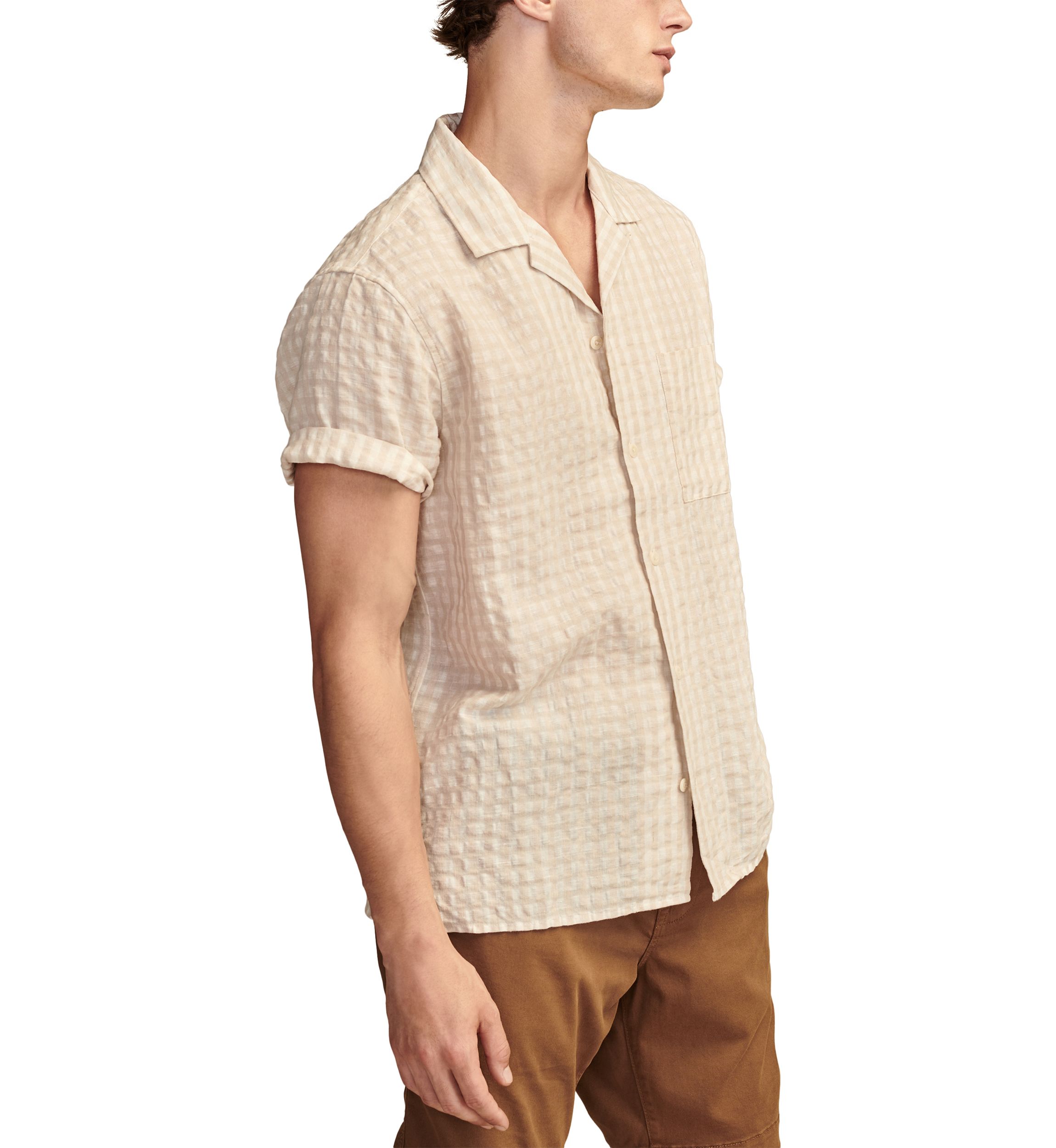 Textured Seersucker Short Sleeve Shirt