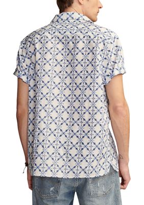 Short Sleeve Batik Printed Camp Shirt