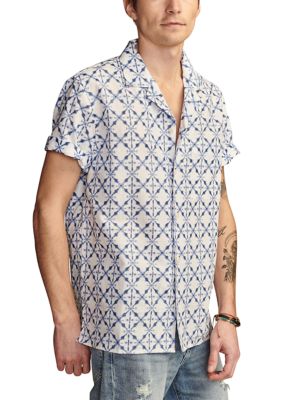 Short Sleeve Batik Printed Camp Shirt