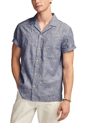 Lucky Brand Men's Tropical Leaf Jacquard Printed Button Up Shirt