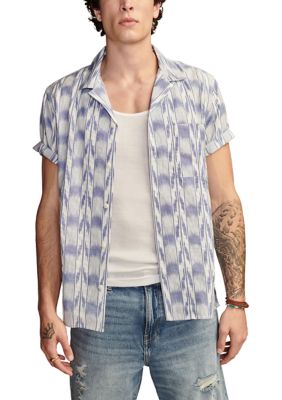 Lucky Brand Men's Short Sleeve Ikat Printed Button Down Shirt