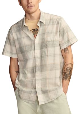 Lucky Brand Men's Short Sleeve Plaid Button Down Shirt