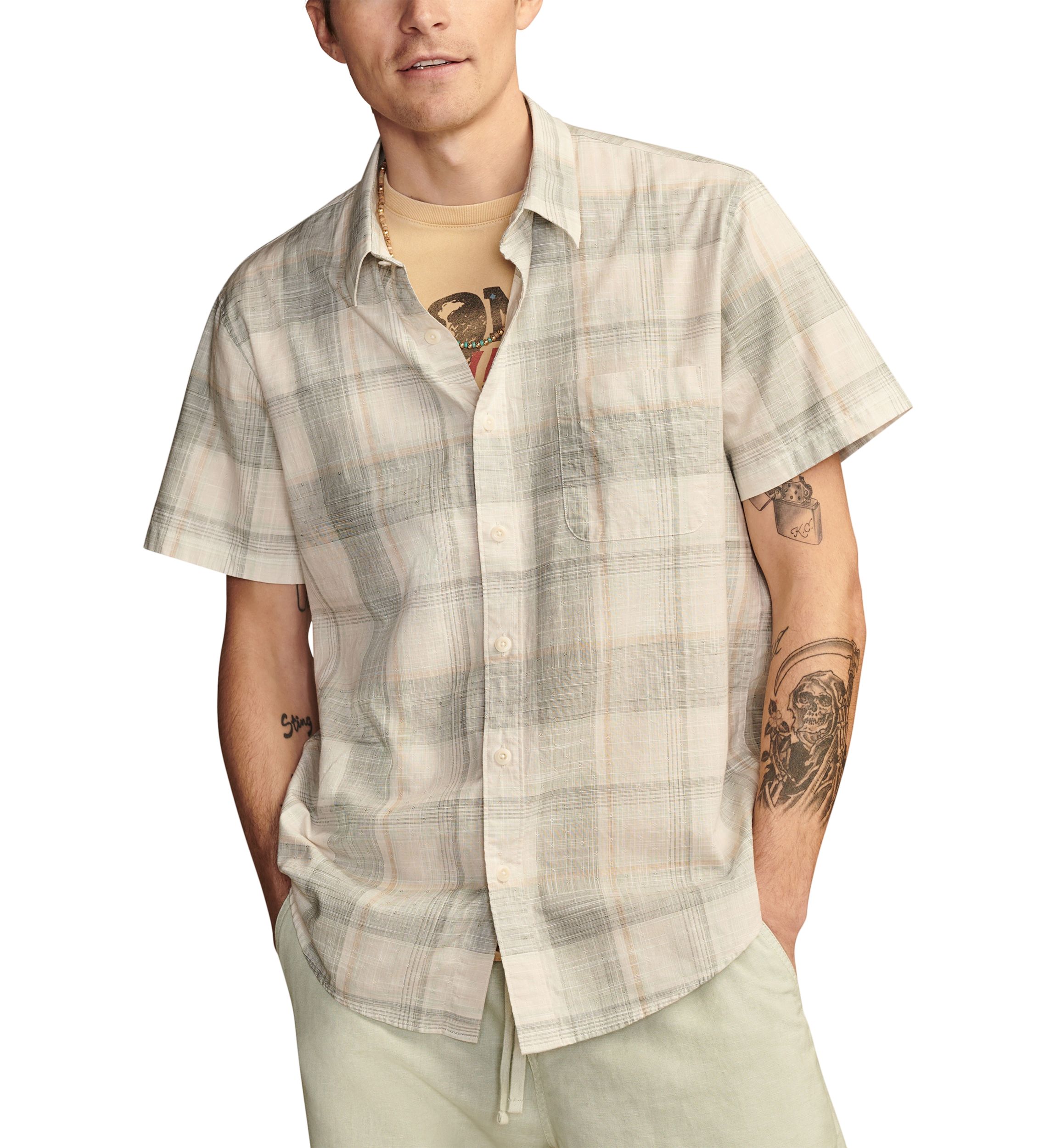 Short Sleeve Plaid Button Down Shirt