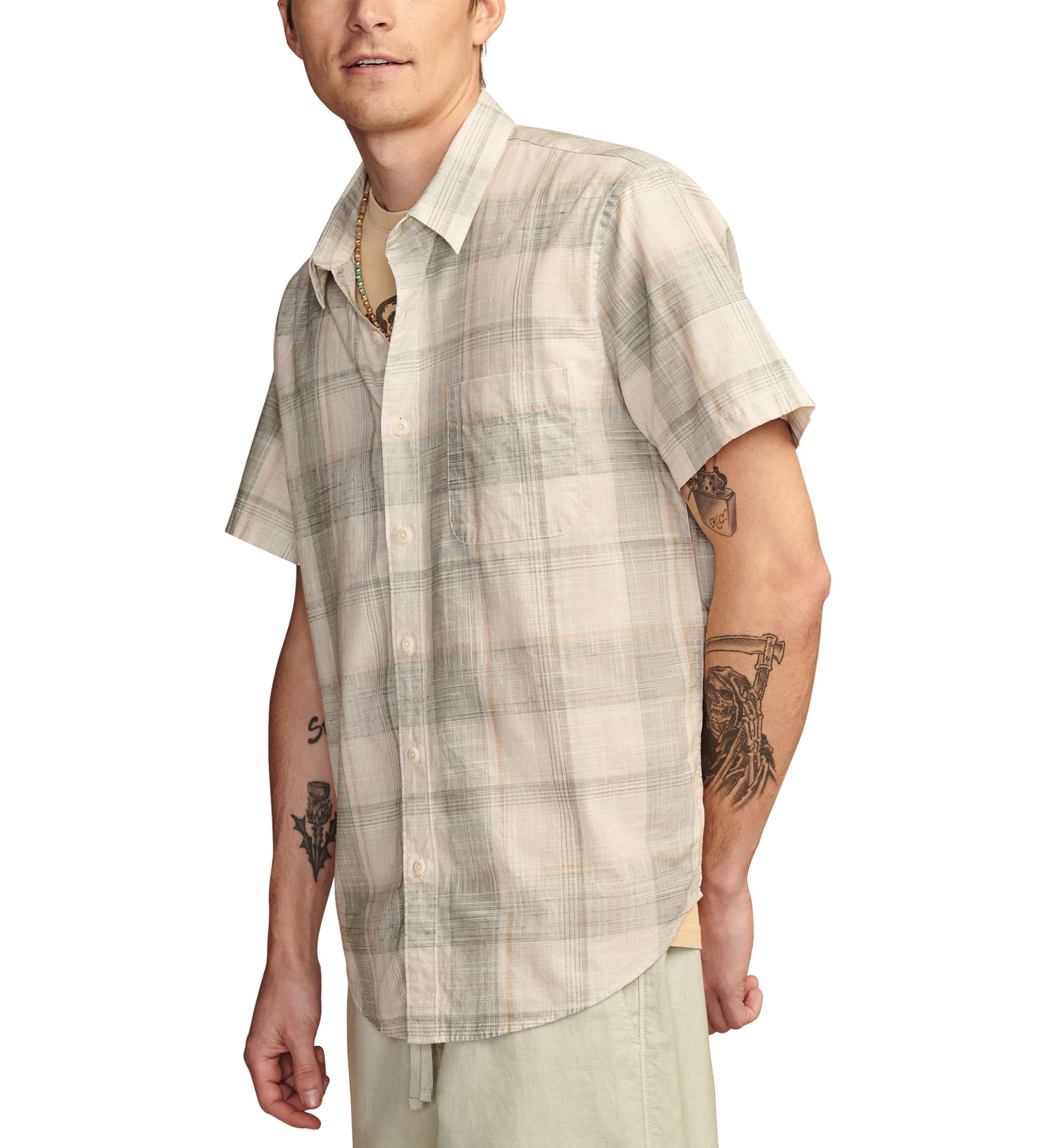 Short Sleeve Plaid Button Down Shirt
