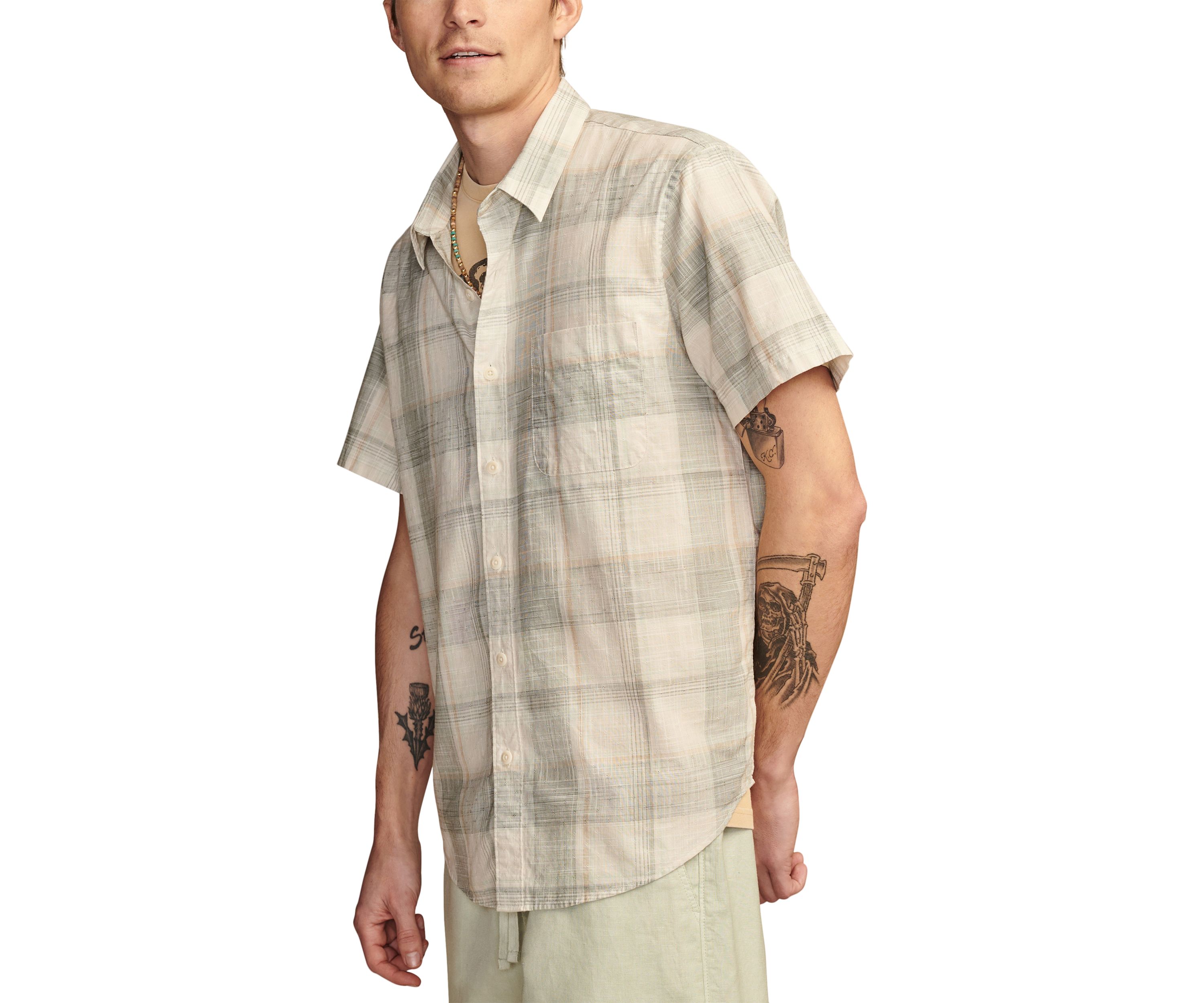 Short Sleeve Plaid Button Down Shirt