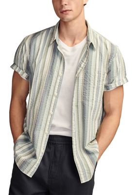 Lucky Brand Men's Striped Seersucker Button Down Shirt