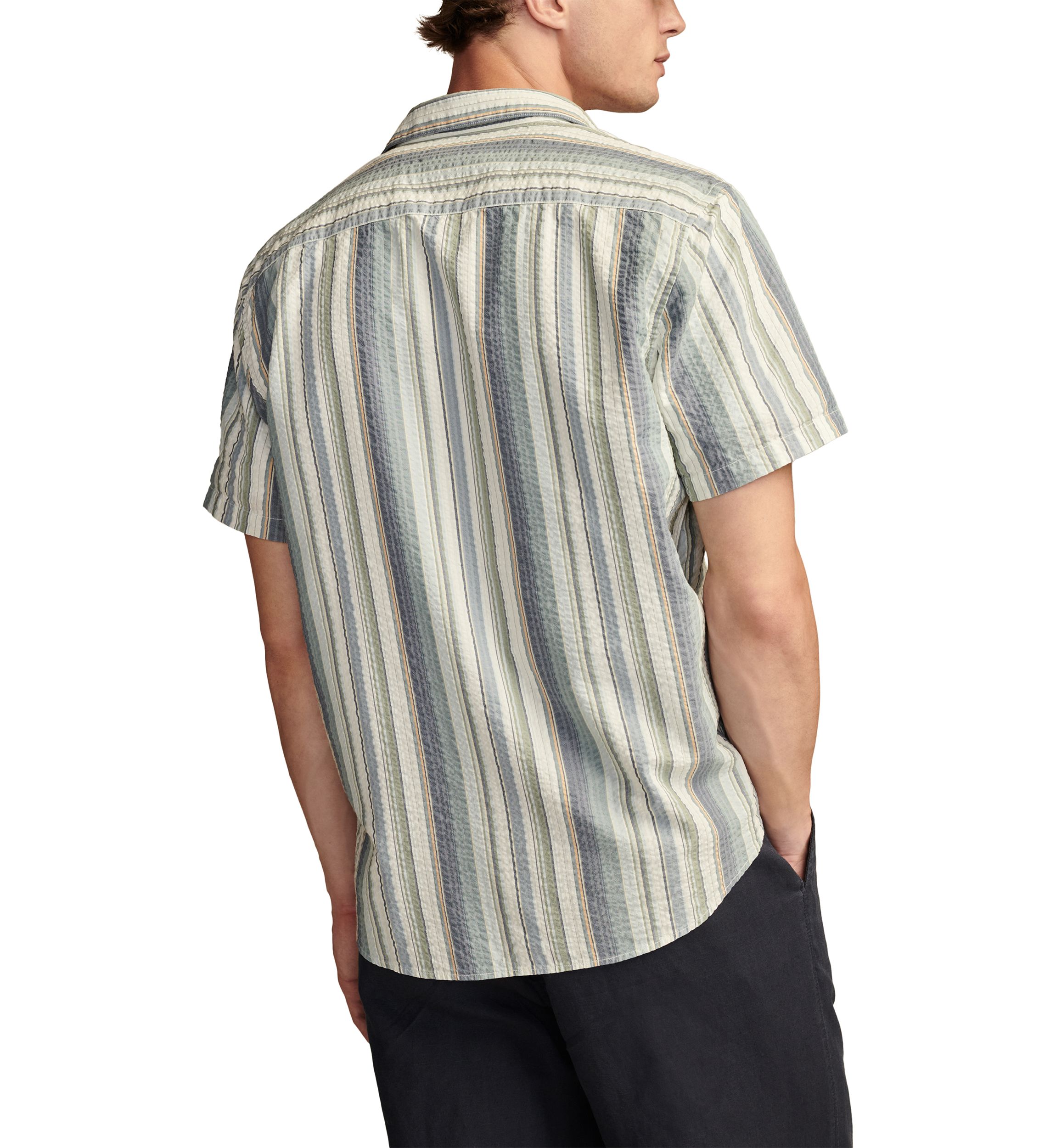 Striped Seersucker Button Down Shirt