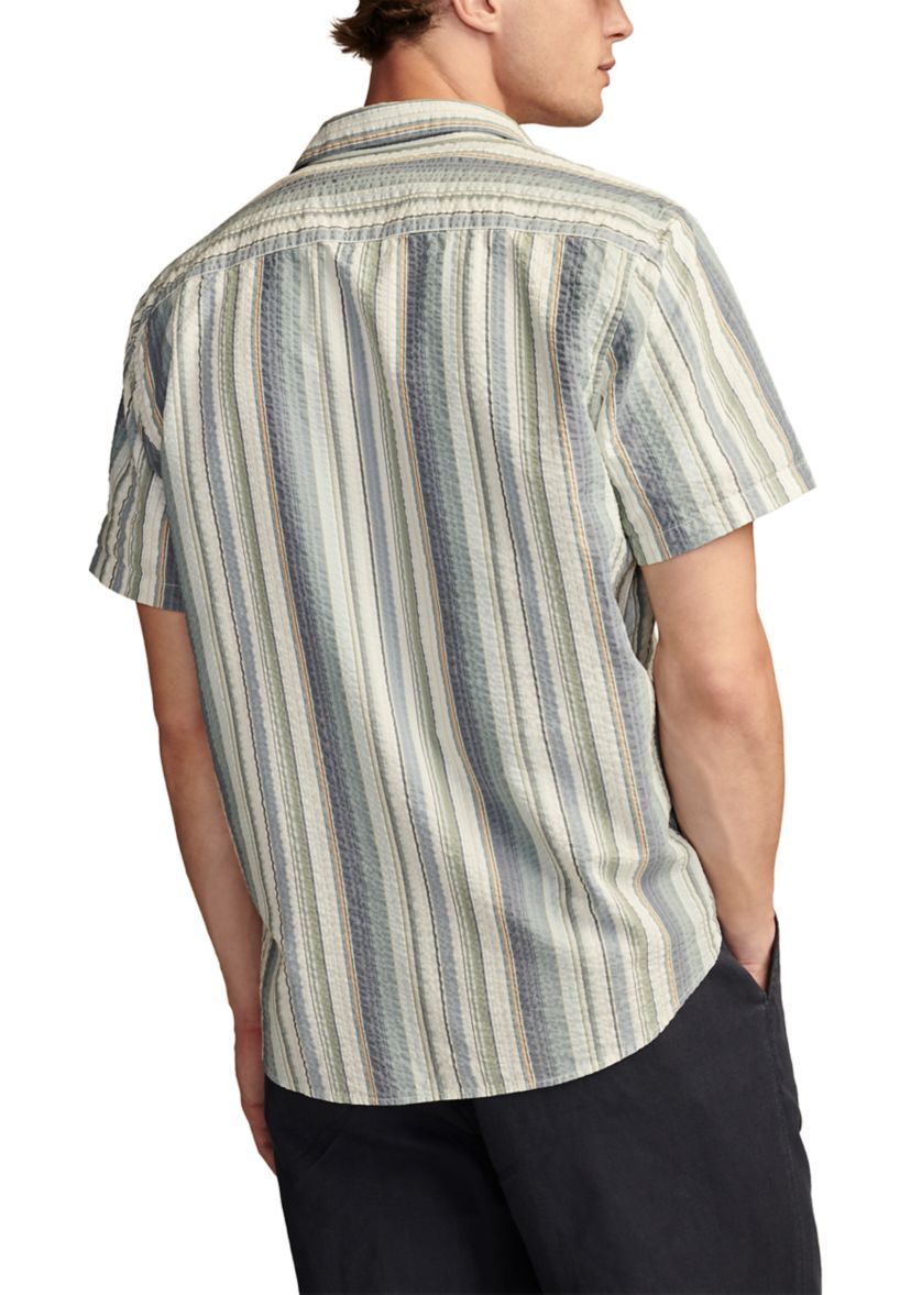 Striped Seersucker Button Down Shirt