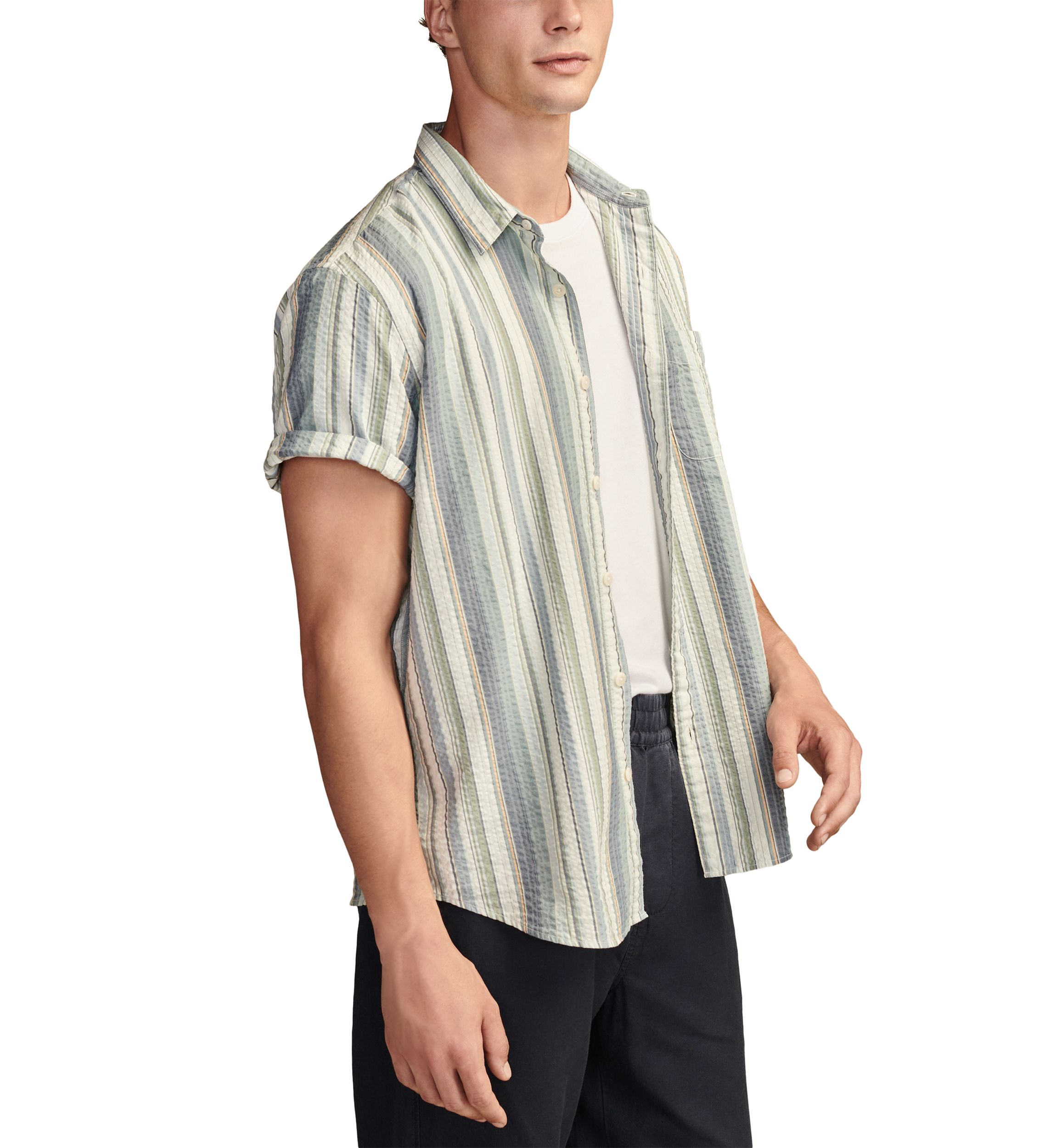 Striped Seersucker Button Down Shirt