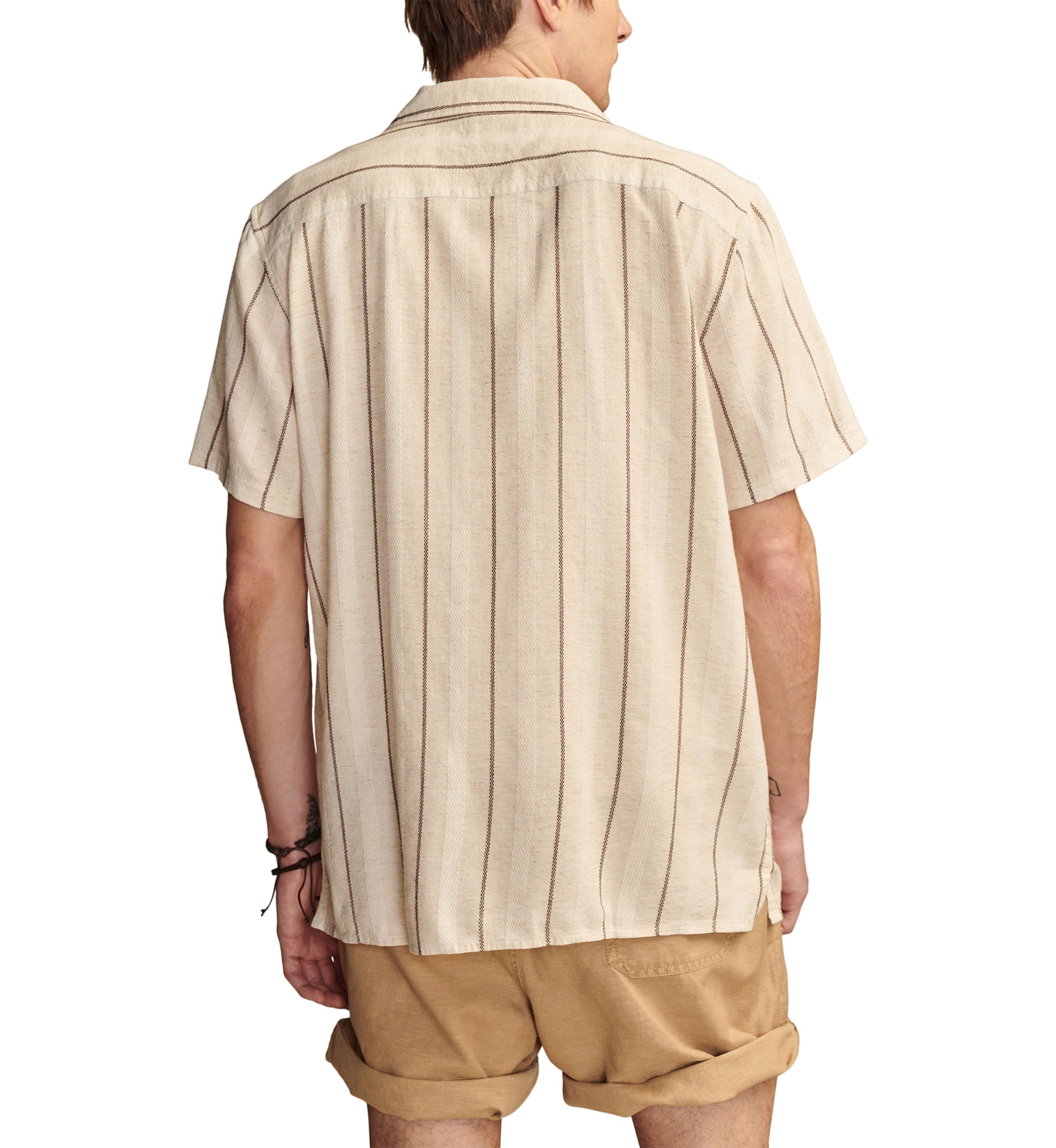 Short Sleeve Natural Stripe Button Down Shirt