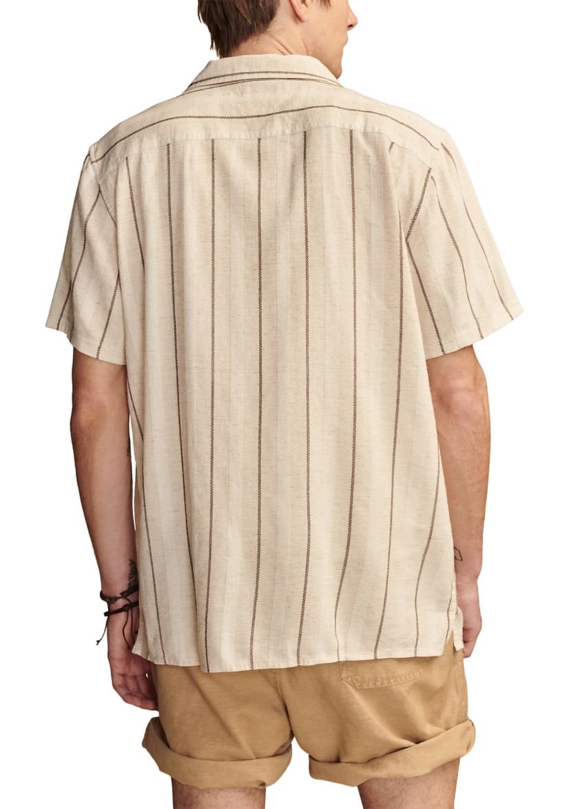 Short Sleeve Natural Stripe Button Down Shirt