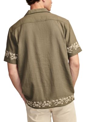 Embroidered Camp Collar Short Sleeve Shirt