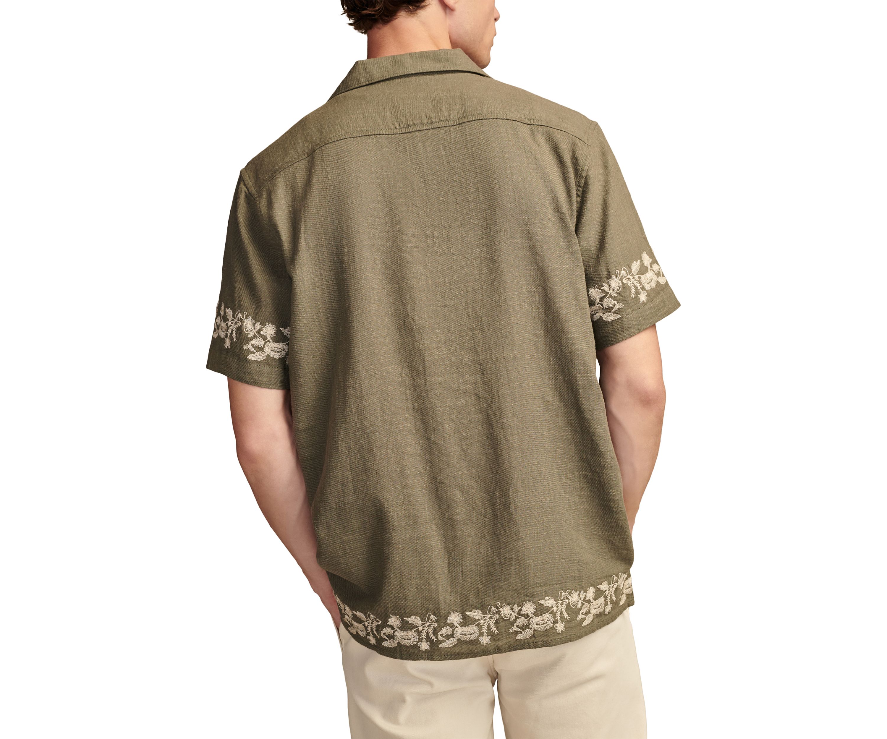 Embroidered Camp Collar Short Sleeve Shirt