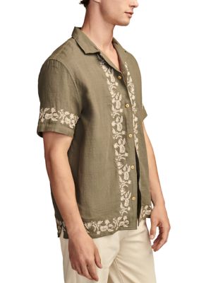 Embroidered Camp Collar Short Sleeve Shirt