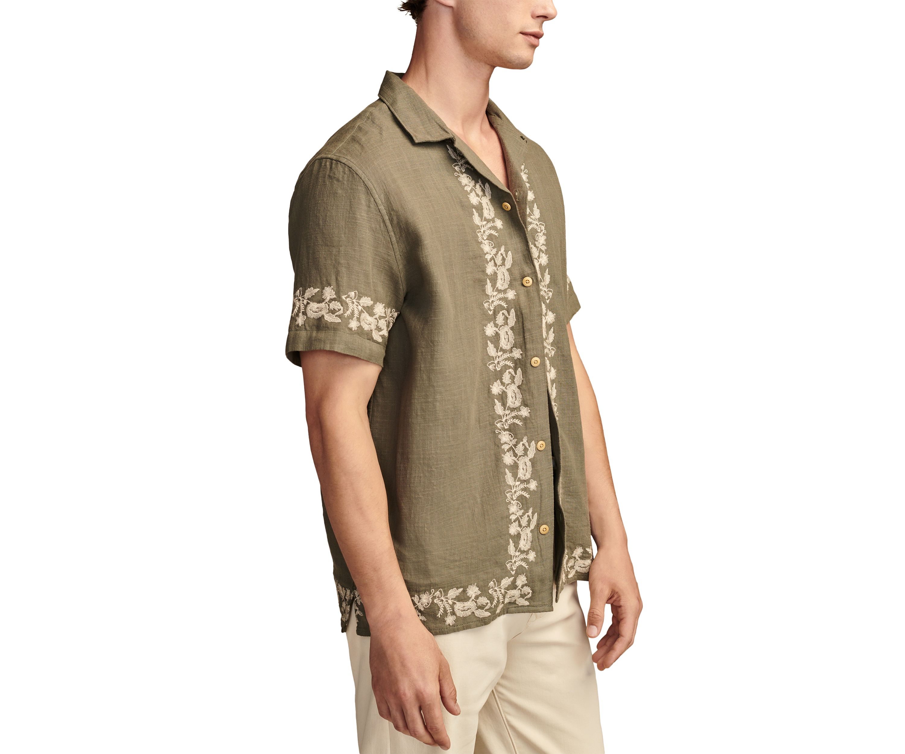 Embroidered Camp Collar Short Sleeve Shirt