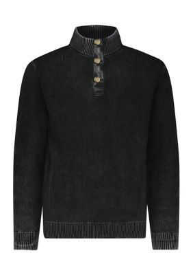 Lucky Brand Men's Mixed Media Mock Neck Sweater