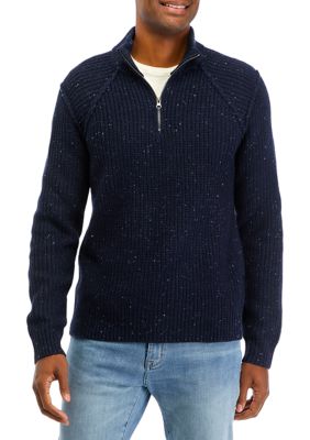 Lucky Brand Men's Tweed Mock Zip Pullover